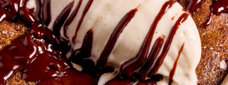 Brown Butter Chocolate Chip Cookie A La Mode - Hot house made chocolate chip cookie, vanilla ice cream