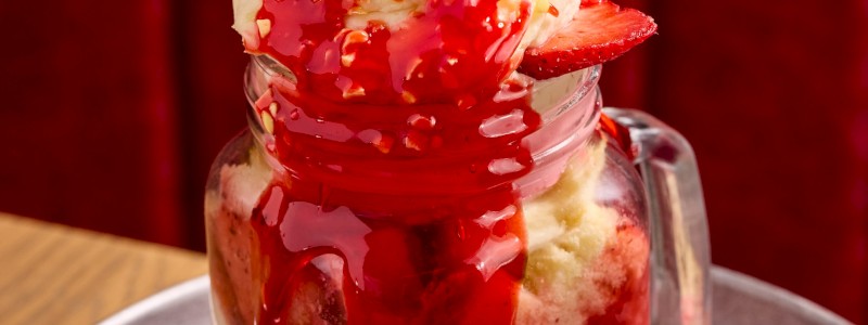 Strawberry Pounder - Deconstructed Strawberry Mousse Cake Jar with Yum Yum Crumbs