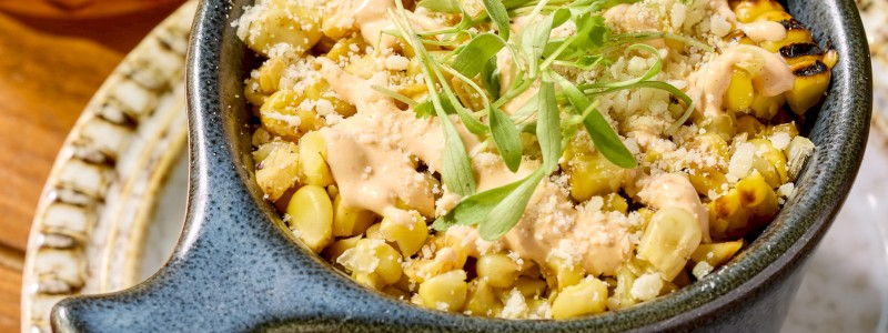 Street Corn Copa (V, GF) - Chipotle aioli, cotija cheese, lime zest, and cilantro