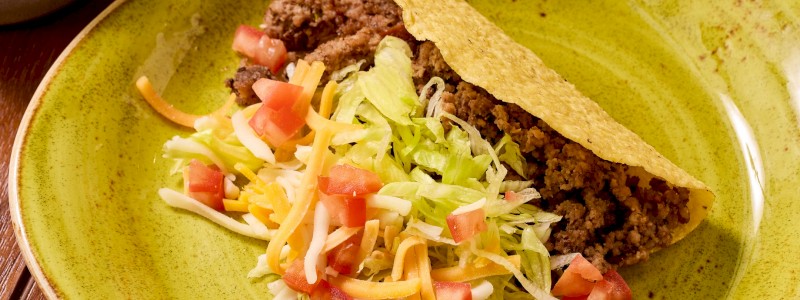 Crunchy Taco - Crunchy shell, ground beef, lettuce, shredded cheese, tomato, and pico de gallo