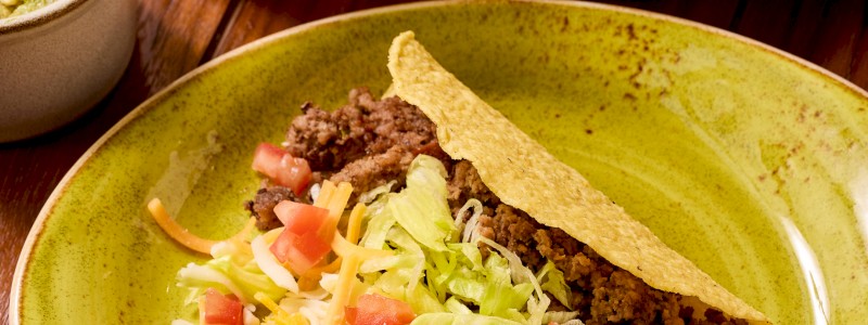 Crunchy Taco - Crunchy shell, ground beef, lettuce, shredded cheese, tomato, and pico de gallo