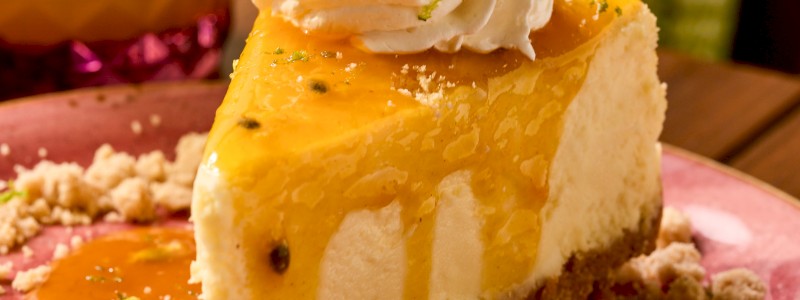 Passionfruit Cheesecake - Graham cracker crust and passionfruit compote
