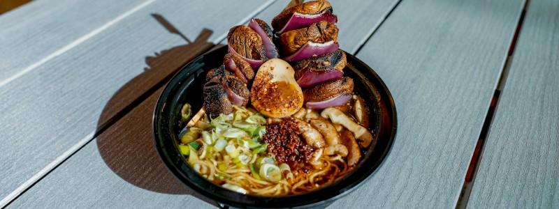 Shiitake Mushroom Ramen - With soft-boiled egg, green onion, and garlic crumbles